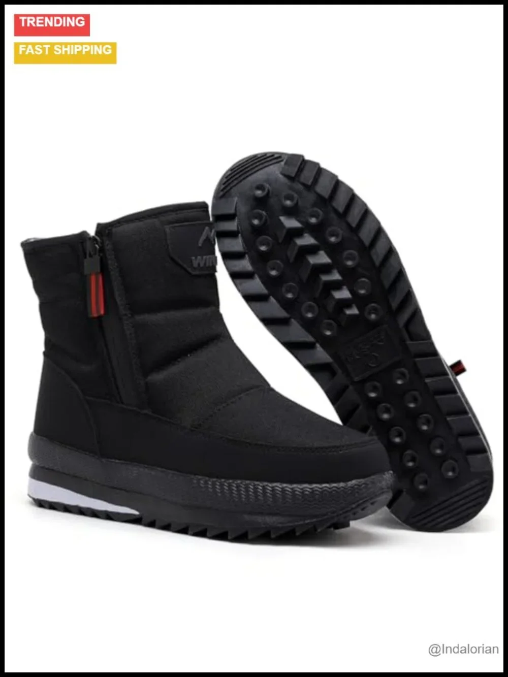Men's Waterproof Winter Snow Boots with Fur Lining Zipper Closure Anti-Slip